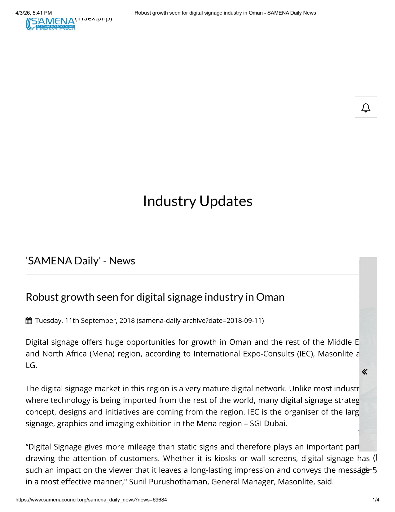 Digital Signage Industry in Oman